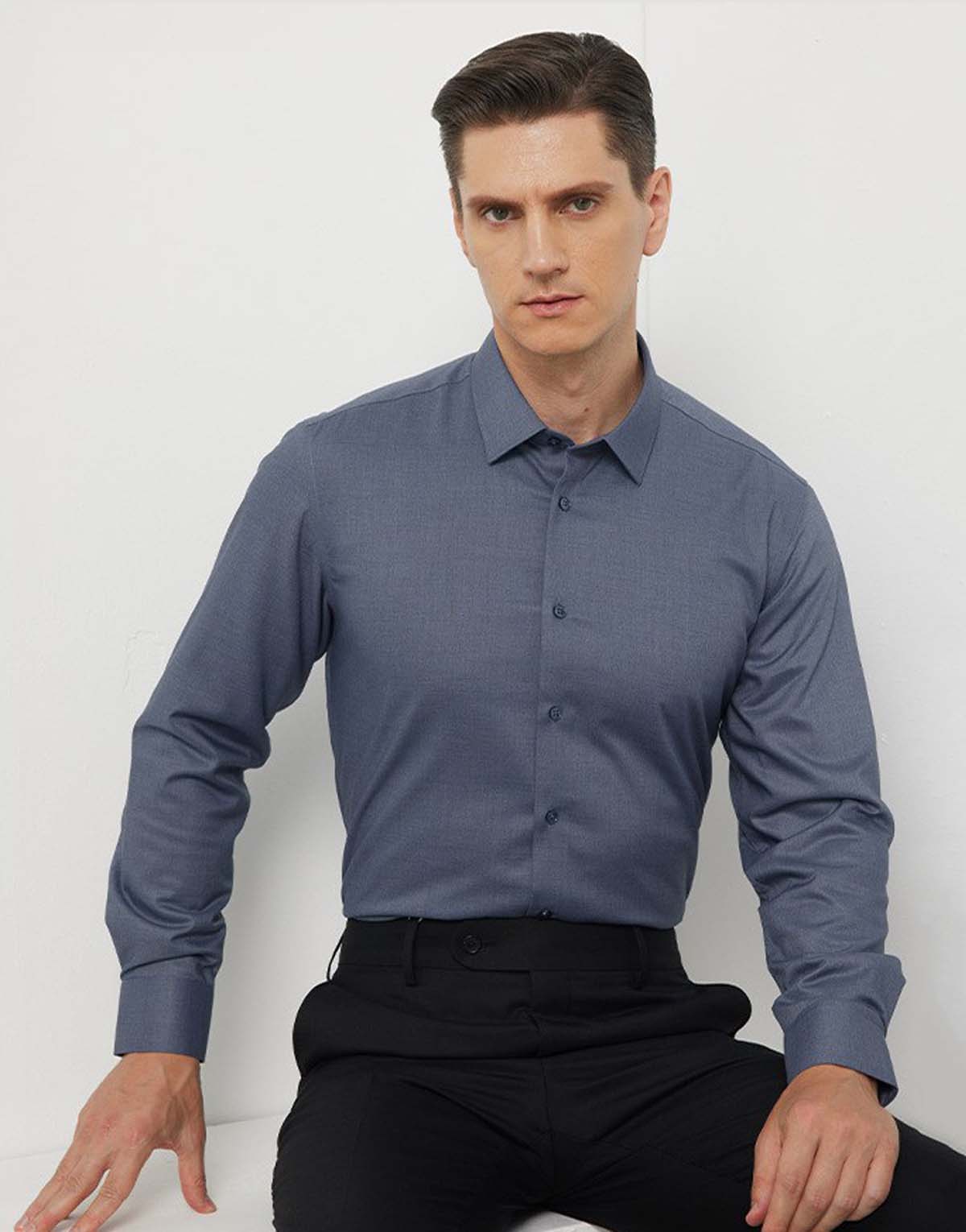 100PCT Cotton Non-Iron Shirt-ms-19-7